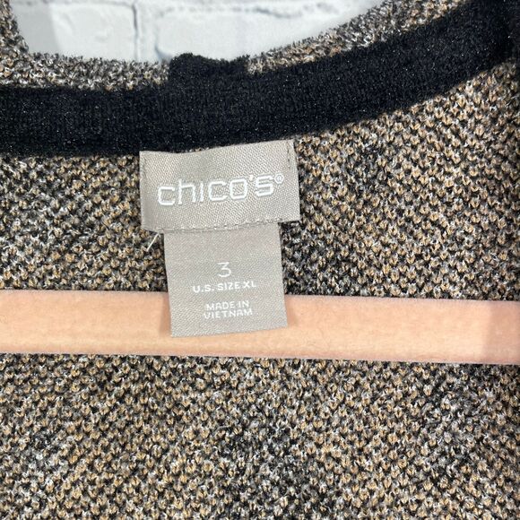 Chicos Cardigan Women XL Long Sleeve Chunky Cheetah Long Sweater Duster Cozy - Picture 4 of 12